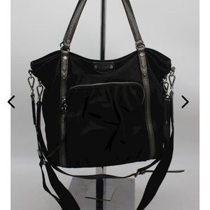 MZ Wallace Black Nylon Crossbody Tote Handbag Purse